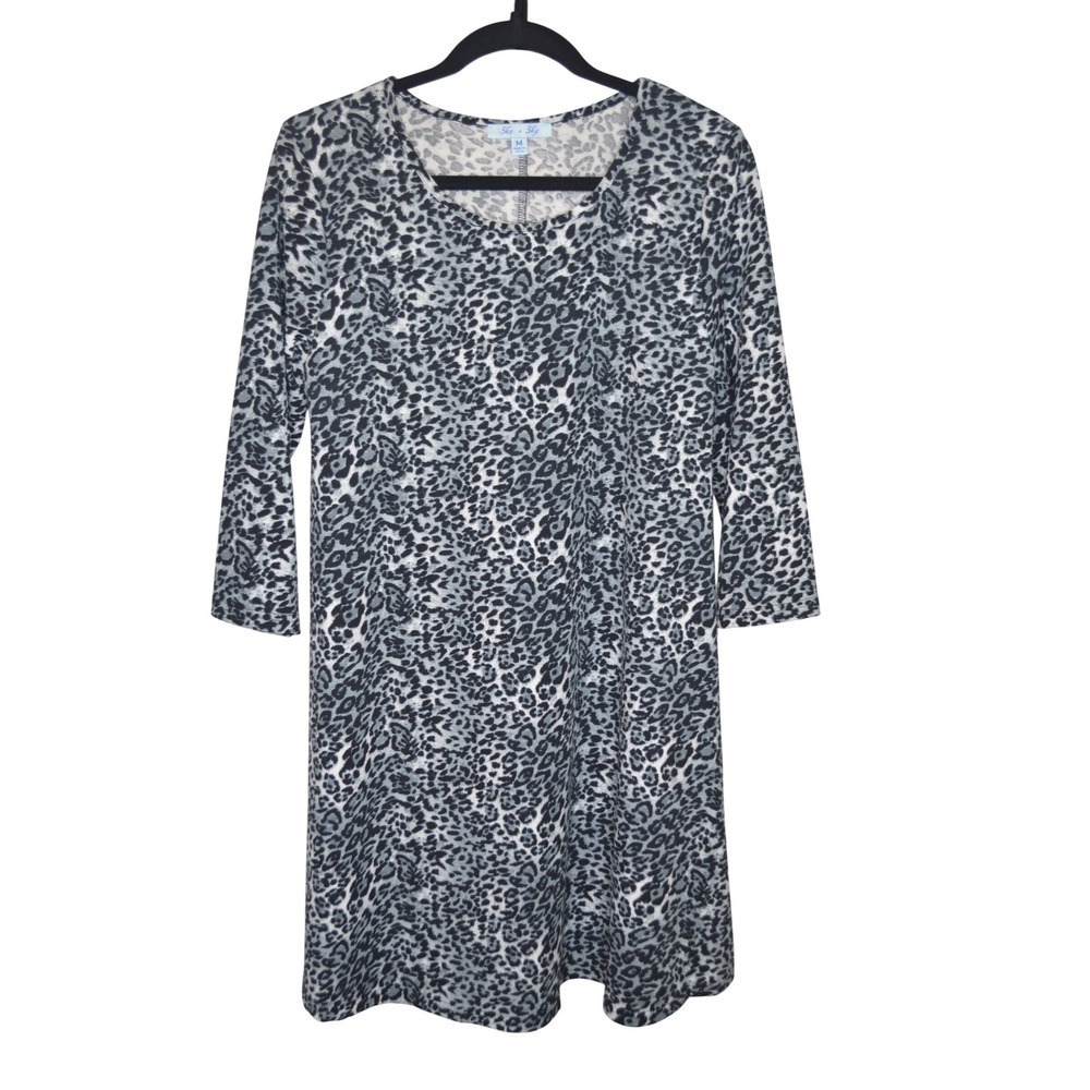 She + Sky Women's Animal Print 3/4 Sleeve Dress Size M - SKU257